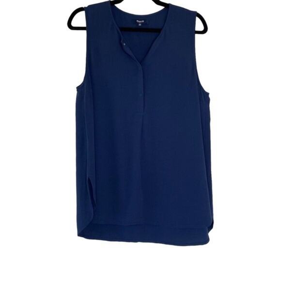 Madewell Blue Three Button Side Split Tank Top Medium - Picture 1 of 7